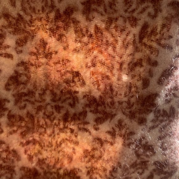 AMICALE PURE CASHMERE BURGUNDY TAN YELLOW ORANGE FRINGE TWO SIDED SCARF 62” - Picture 7 of 10